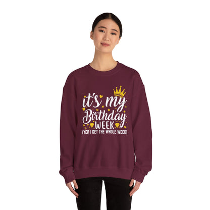 It's My Birthday Week sweatshirt with gold crown, additional product photo