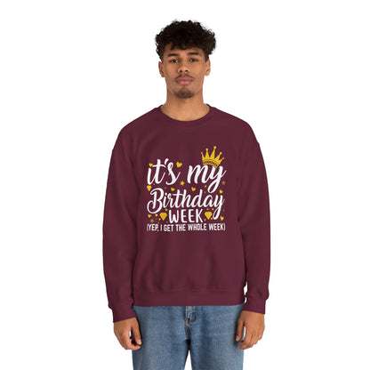 It's My Birthday Week sweatshirt with gold crown, additional product photo