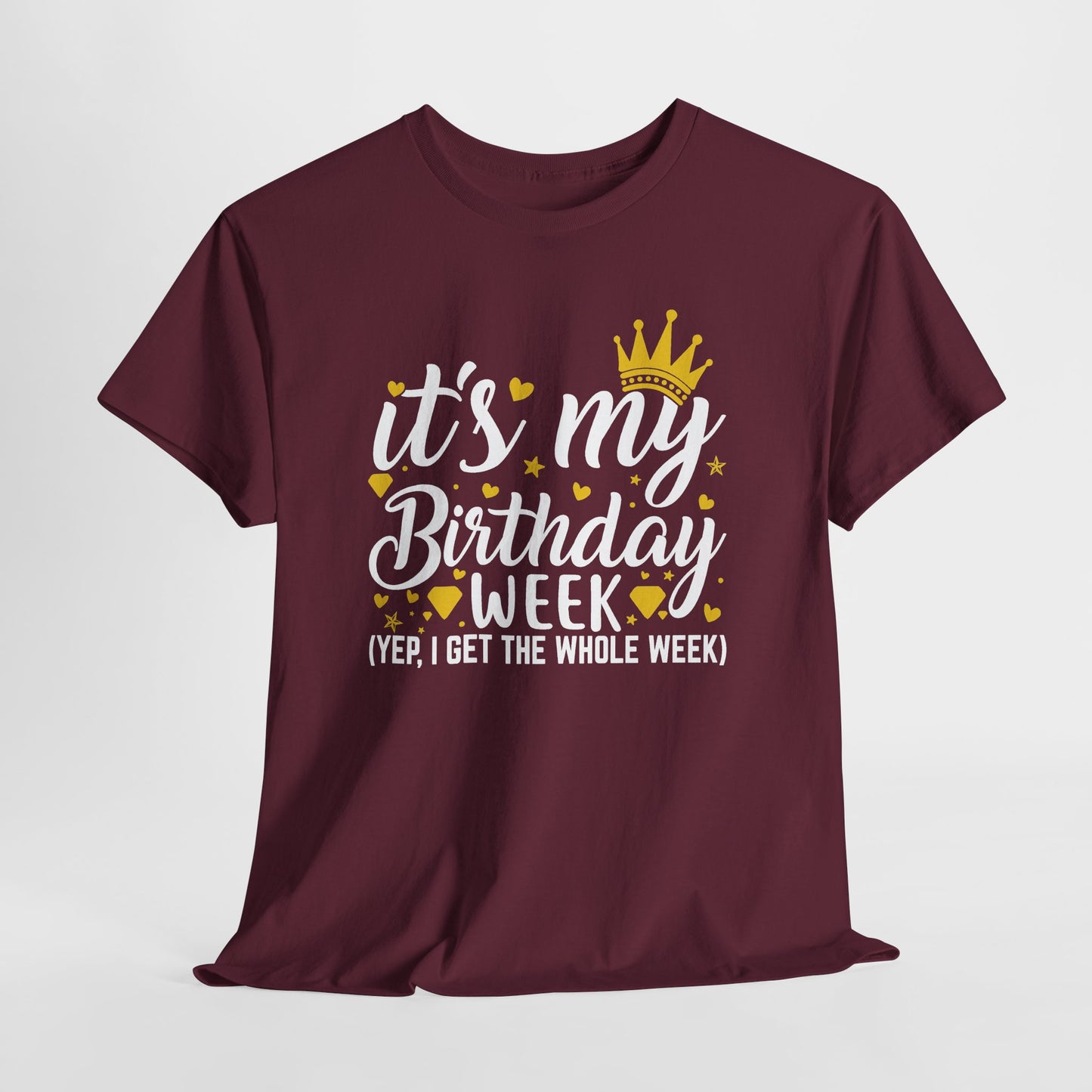 It's My Birthday Week t-shirt with gold crown, additional product photo