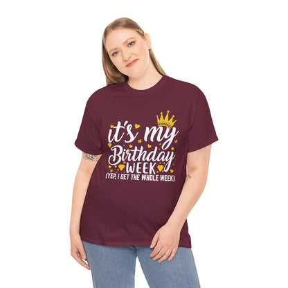 It's My Birthday Week t-shirt with gold crown, additional product photo