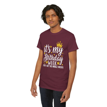 It's My Birthday Week t-shirt with gold crown, additional product photo
