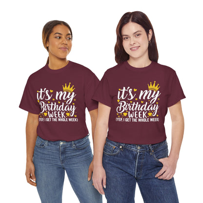 It's My Birthday Week t-shirt with gold crown, additional product photo