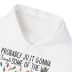 Jingle Some Of The Way Funny Christmas Hoodie, front collar close-up