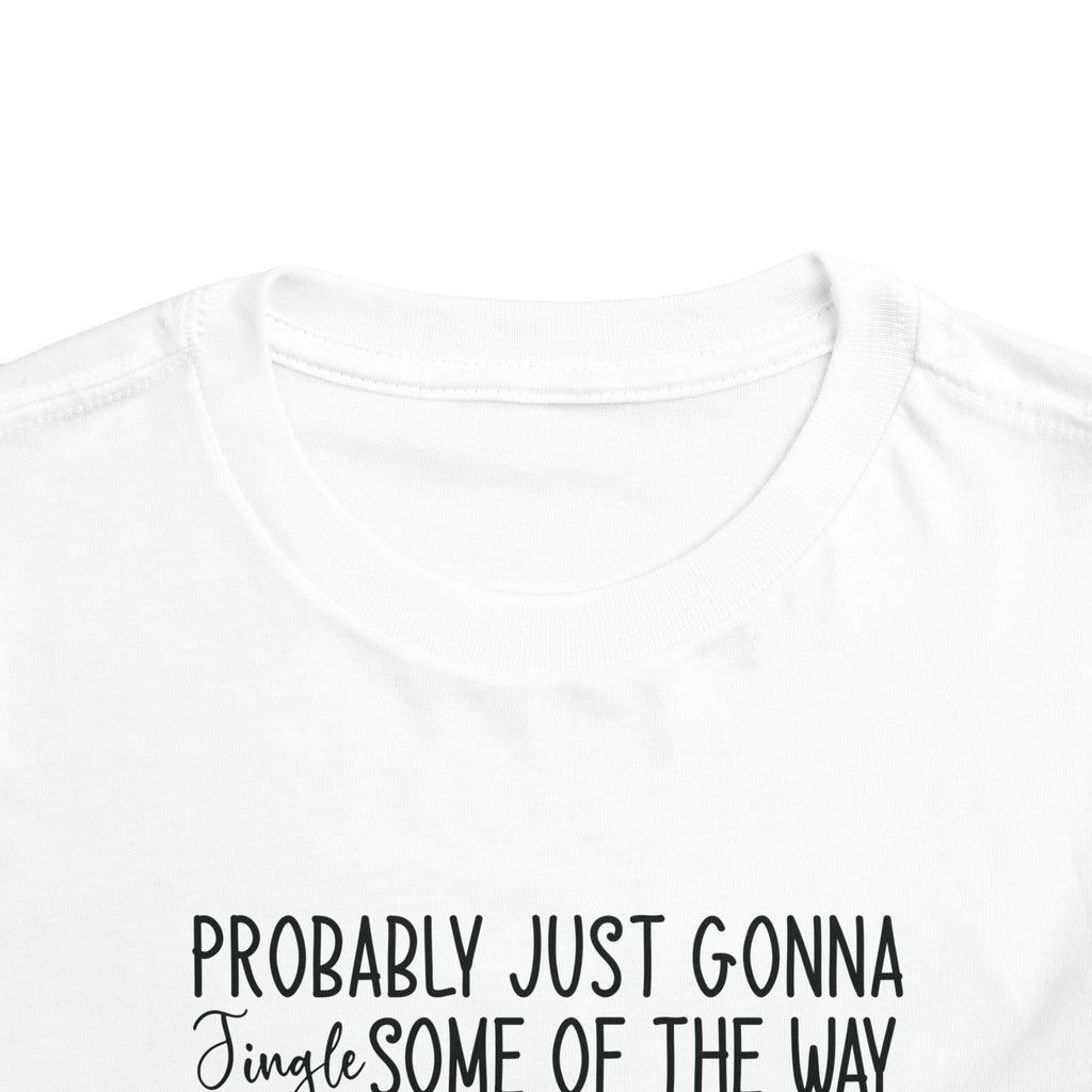 Jingle Some Of The Way Funny Christmas Toddler T-Shirt, front collar close-up