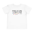 White Jingle Some Of The Way toddler t-shirt with Christmas lights and a tired holiday slogan, front view