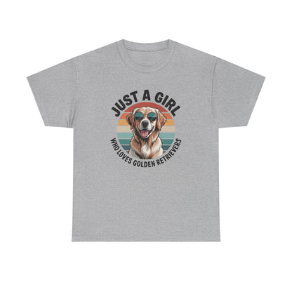 Sport grey golden retriever t-shirt with retro sunset print and dog in sunglasses