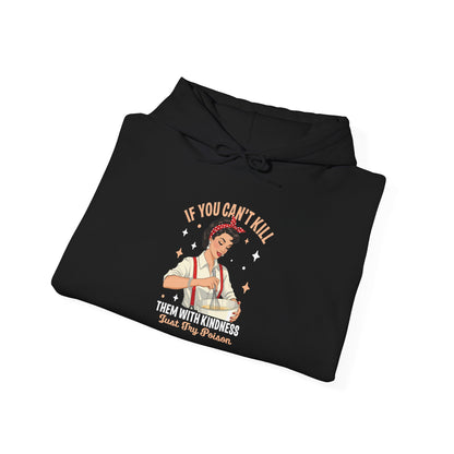 Kill Them With Kindness Just Try Poison retro pin-up hoodie, folded detail