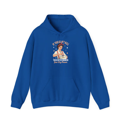Royal Kill Them With Kindness Just Try Poison retro pin-up hoodie, front view
