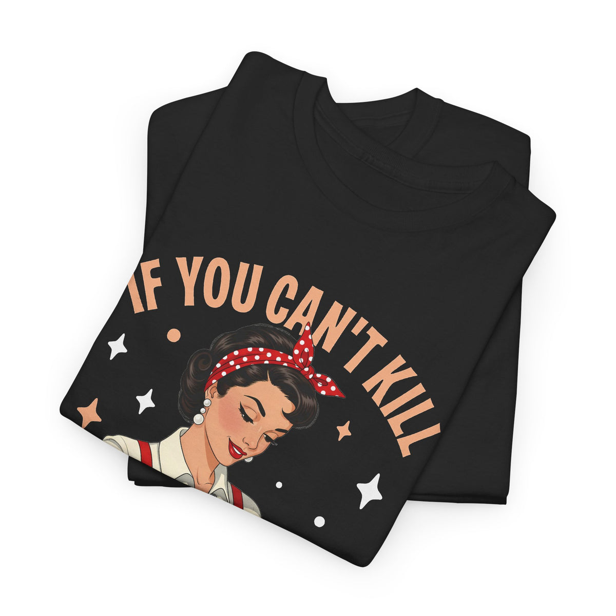 Kill Them With Kindness Just Try Poison retro pin-up t-shirt, folded detail