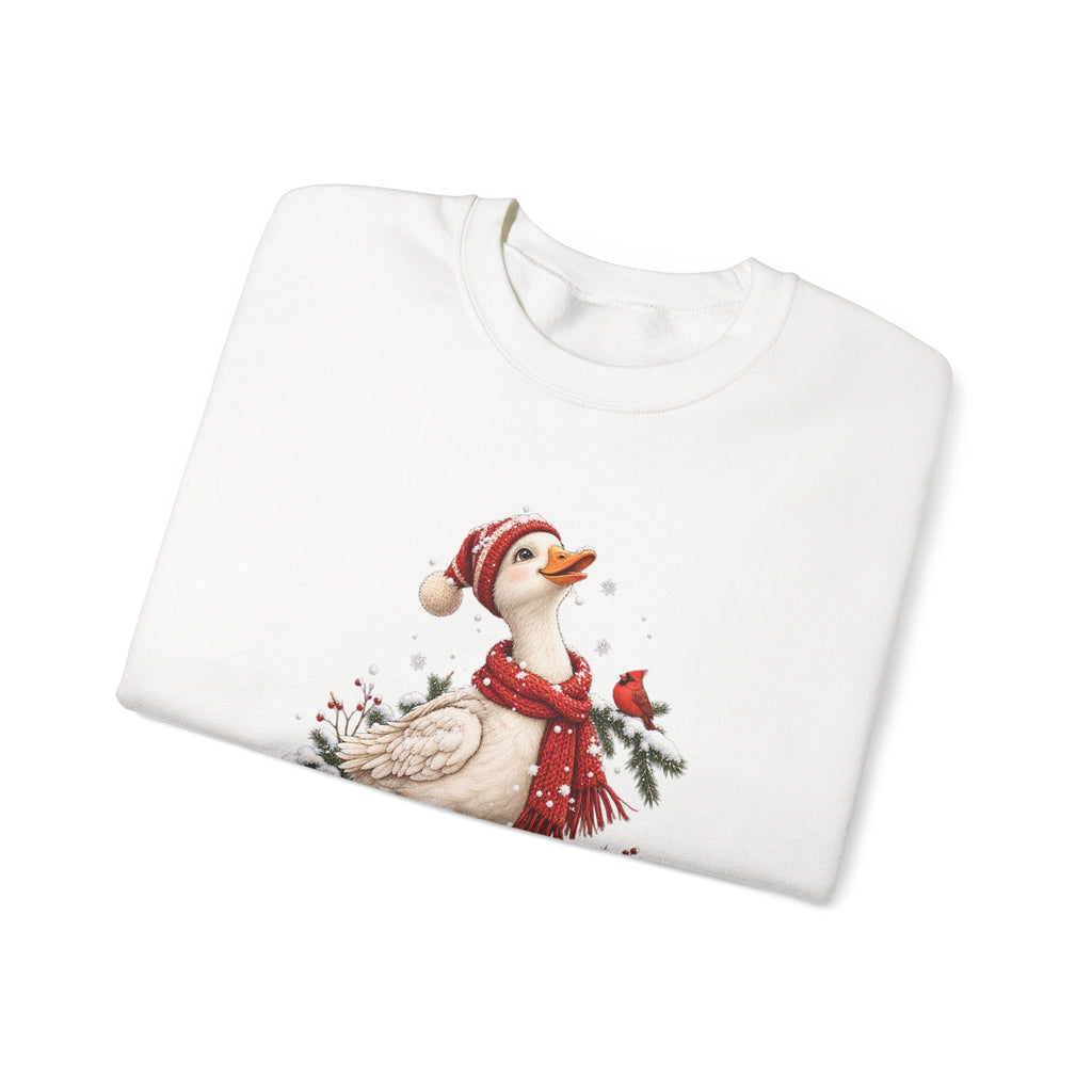 Let It Snow Goose Christmas Sweatshirt, folded