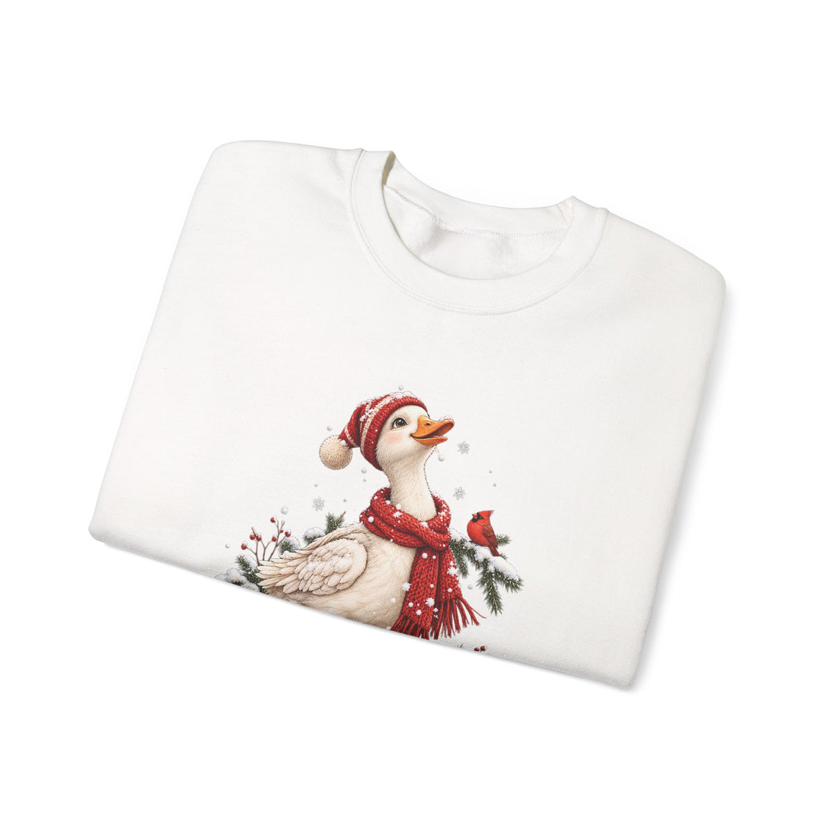 Let It Snow Goose Christmas Sweatshirt, folded