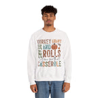 Model wearing the white Let Me See That Casserole Sweatshirt