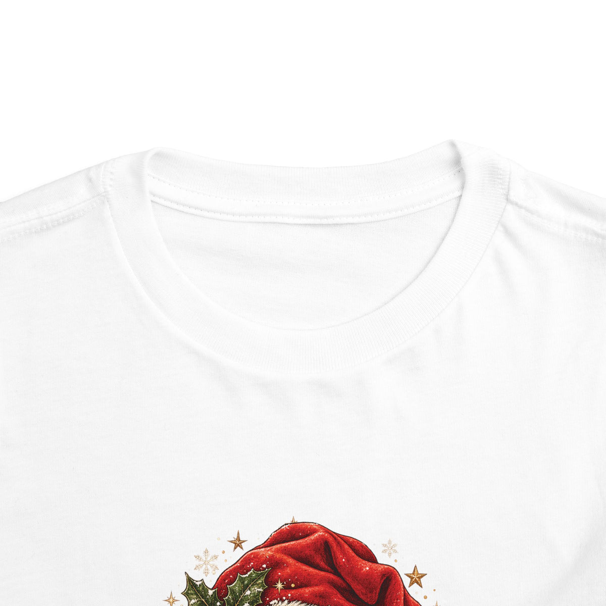 Little Claus Toddler T-Shirt, front collar close-up