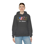 Model wearing the sport grey Love Our Veteran Hoodie
