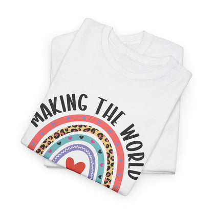 Making The World A Better Place Since 1984 rainbow t-shirt, folded detail
