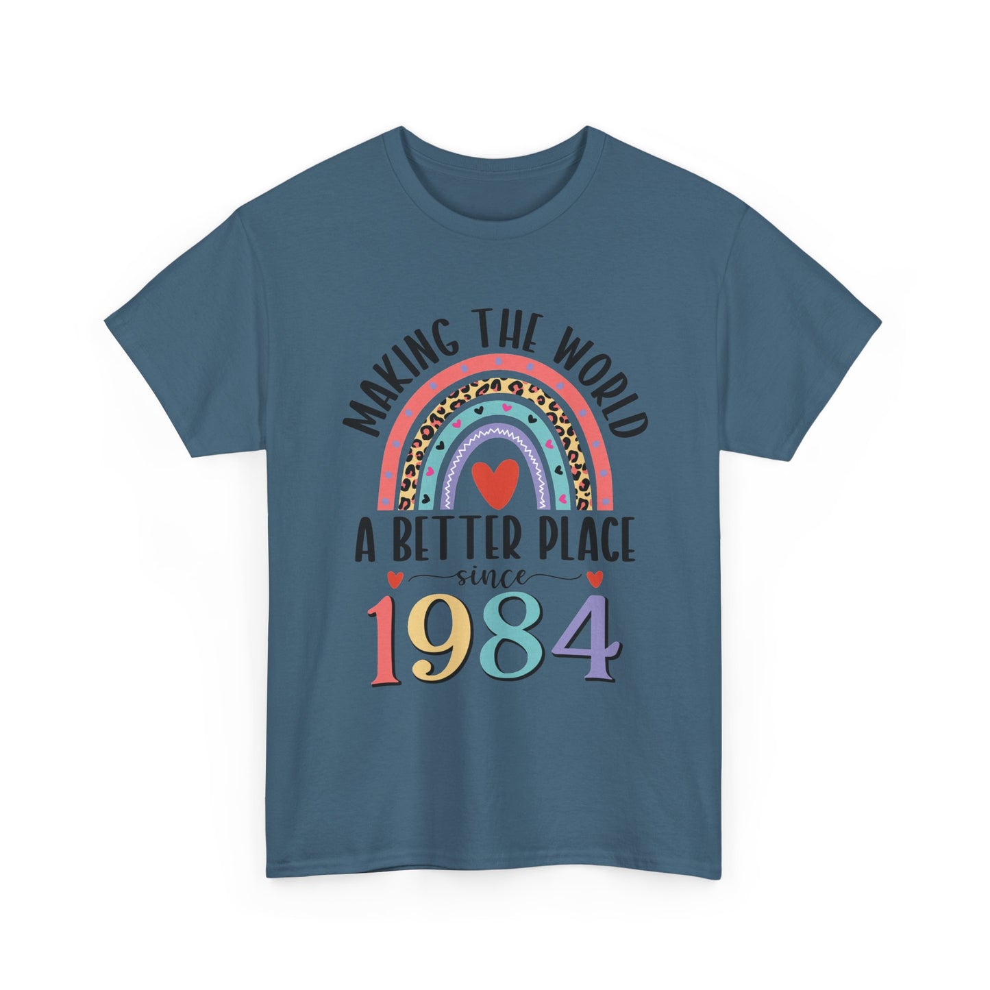Indigo Blue Making The World A Better Place Since 1984 rainbow t-shirt, front view