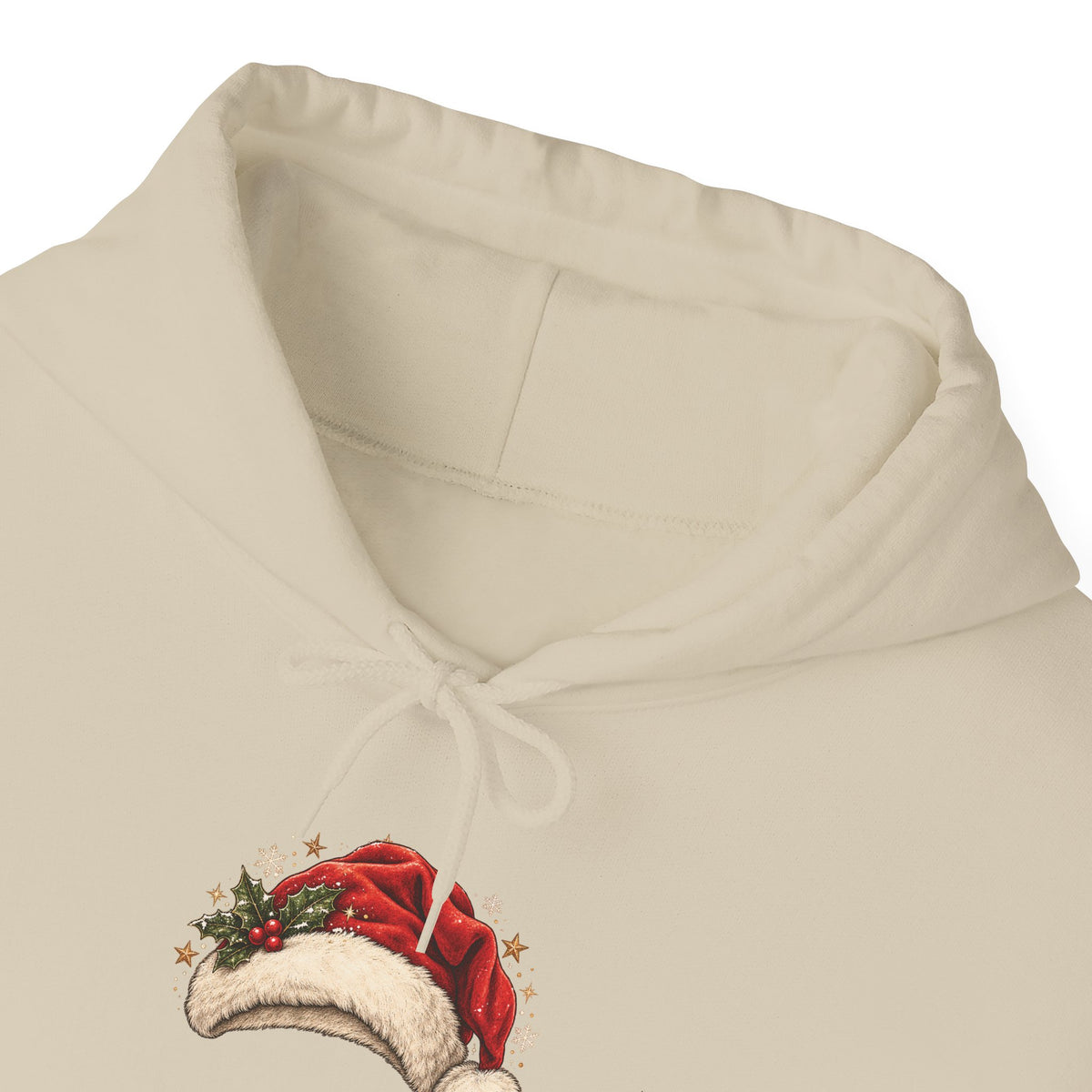 Mama Claus Hoodie, front collar close-up