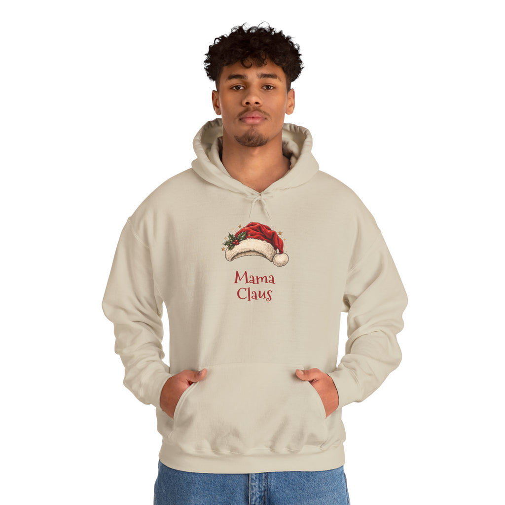 Man wearing the Mama Claus Hoodie