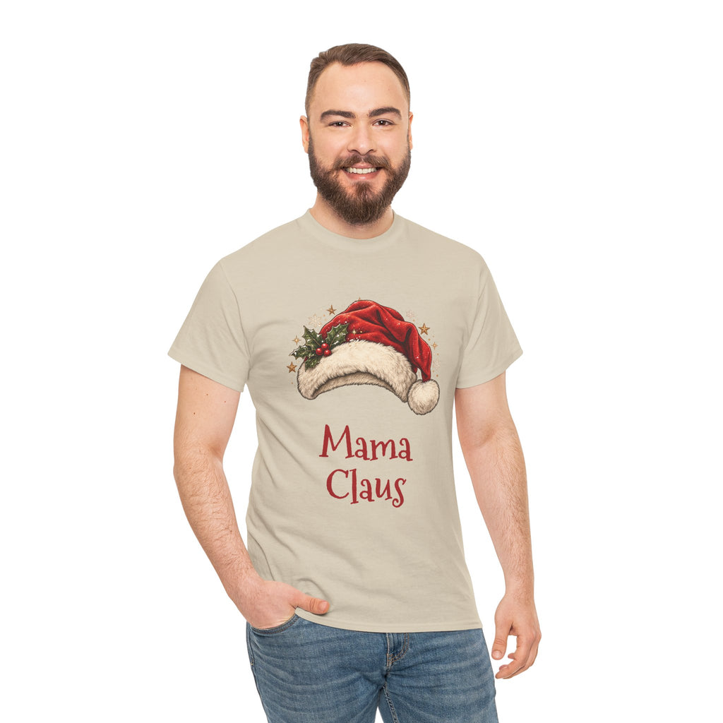 Man wearing the Mama Claus T-Shirt