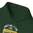Meet Me At The Cozy Cup Hoodie, front collar close-up