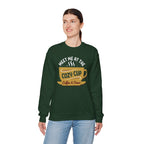 Model wearing the forest green Meet Me At The Cozy Cup Sweatshirt