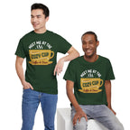 Model wearing the forest green Meet Me At The Cozy Cup T-Shirt
