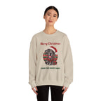Model wearing the Sand Merle Great Dane Christmas Sweatshirt