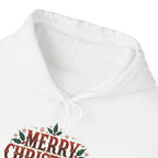 Merry Christmas Hoodie, front collar close-up