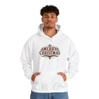 Model wearing the white Merry Christmas Hoodie
