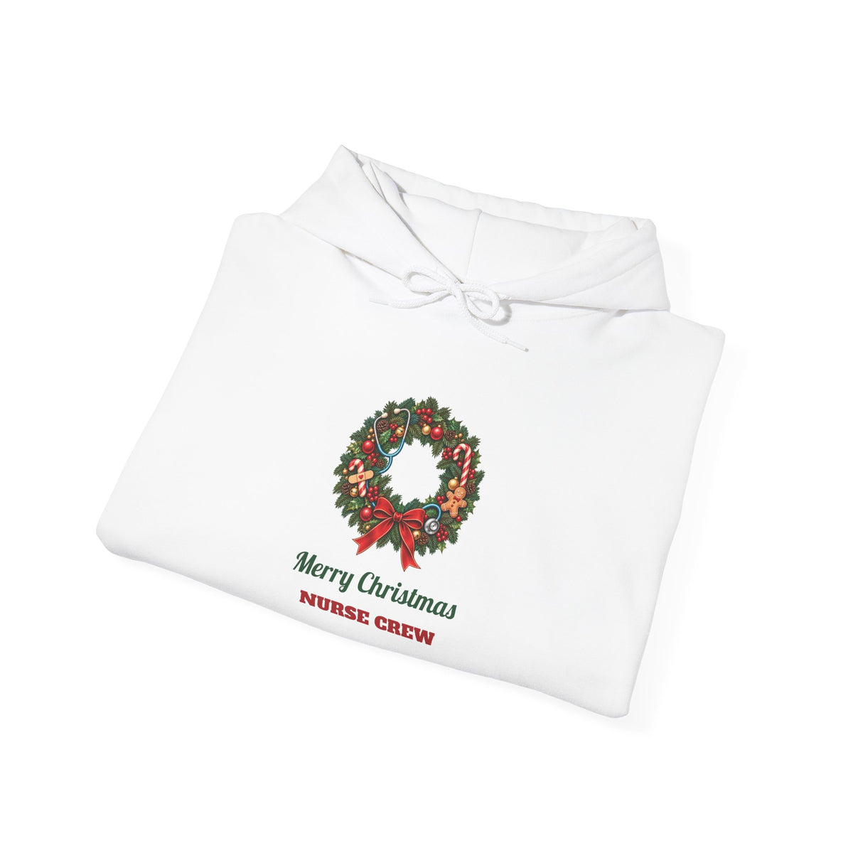 Merry Christmas Nurse Crew Hoodie, folded