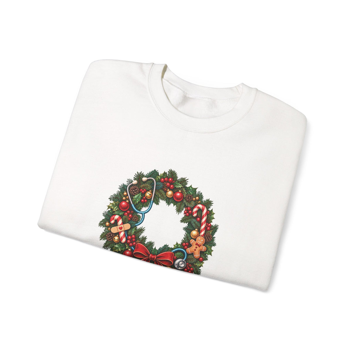 Merry Christmas Nurse Crew Sweatshirt, folded