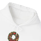 Merry Christmas Teacher Crew Hoodie, front collar close-up