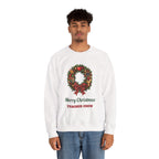 Man wearing the Merry Christmas Teacher Crew Sweatshirt