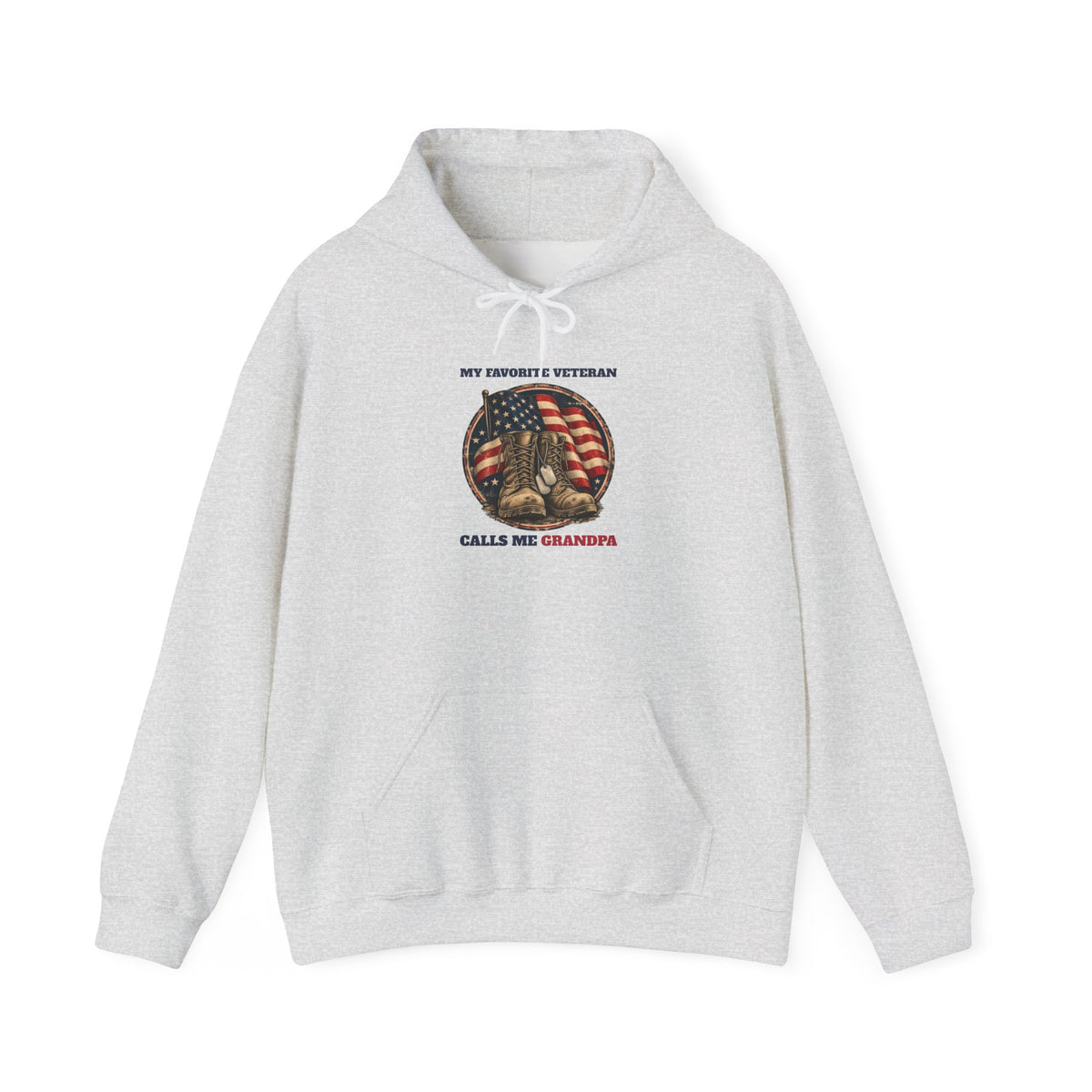Ash My Favorite Veteran Calls Me Grandpa Hoodie, front view