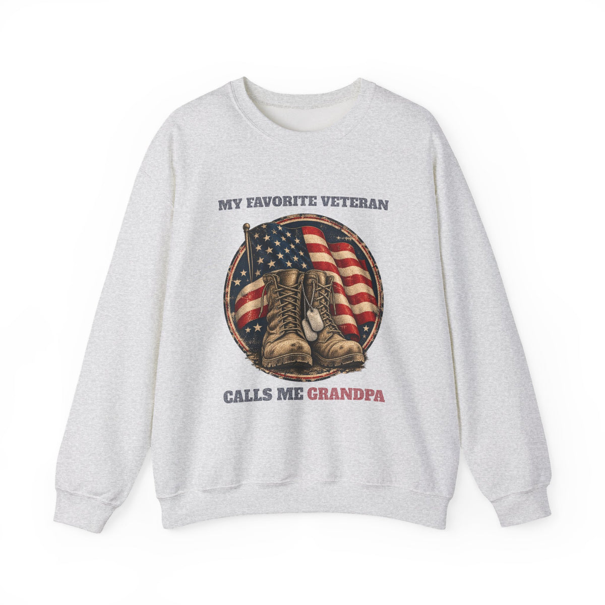 Ash My Favorite Veteran Calls Me Grandpa Sweatshirt, front view