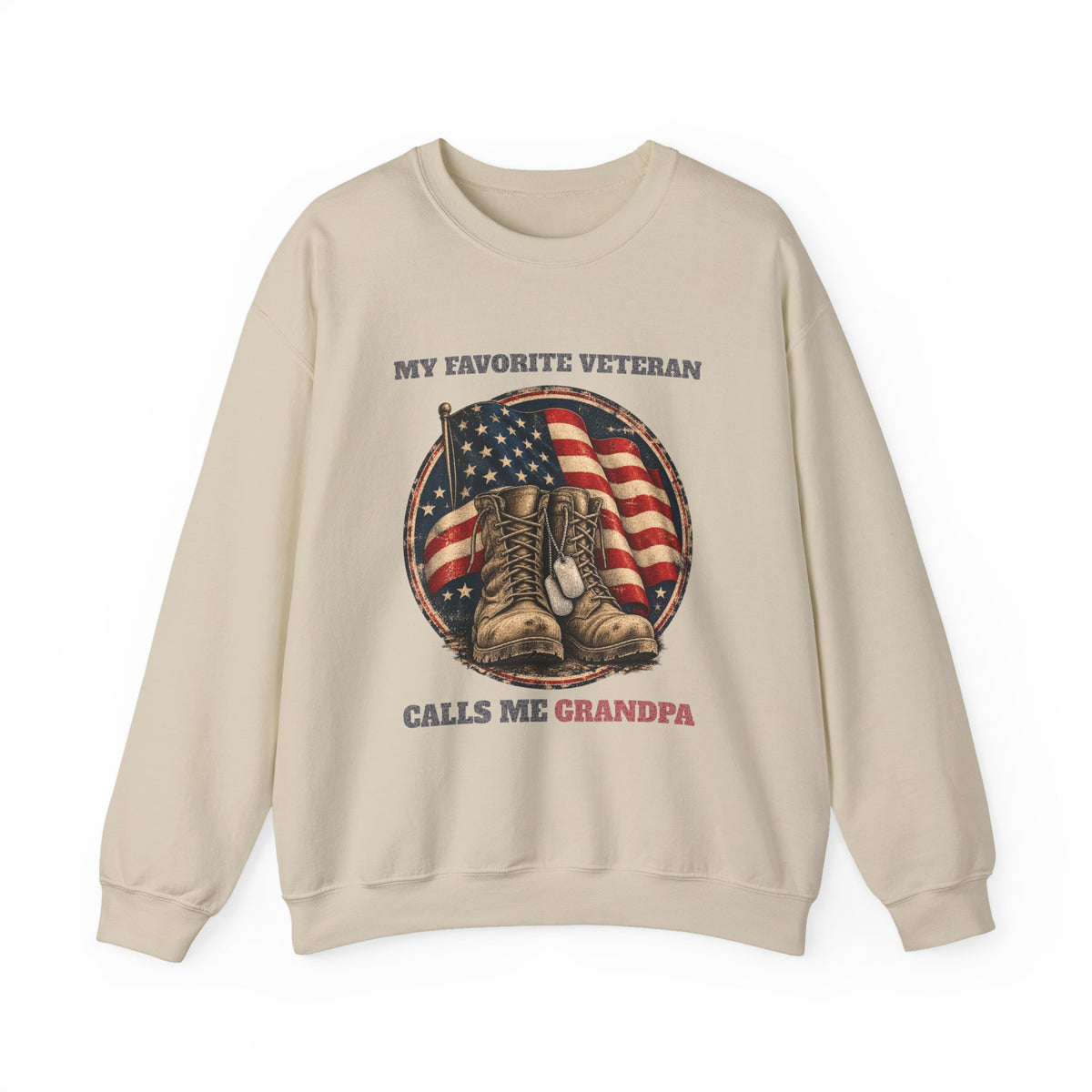 Sand My Favorite Veteran Calls Me Grandpa Sweatshirt, front view