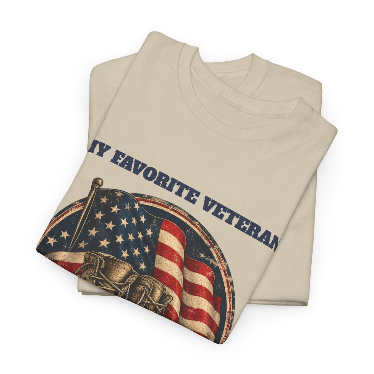 My Favorite Veteran Calls Me Grandpa T-Shirt, folded
