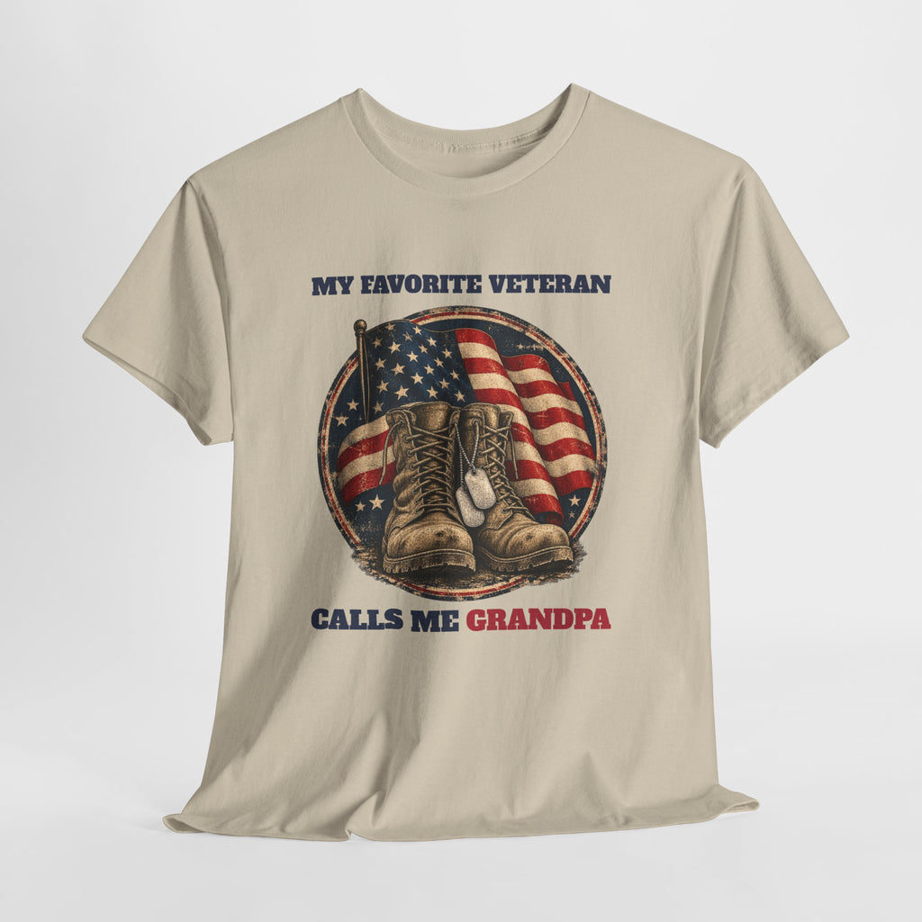 My Favorite Veteran Calls Me Grandpa T-Shirt, flat lay