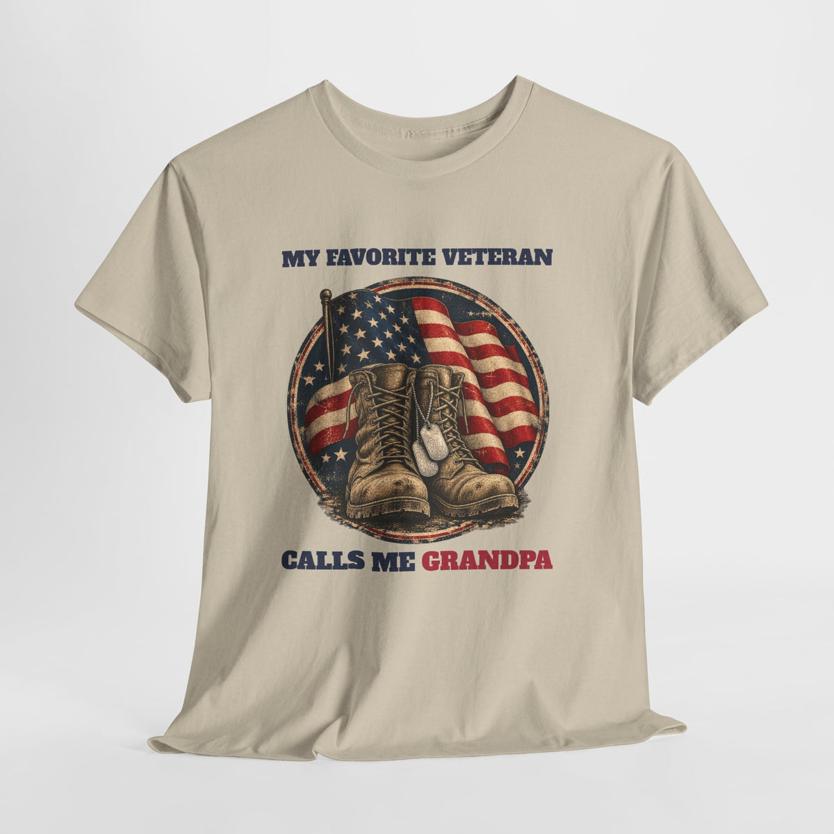 My Favorite Veteran Calls Me Grandpa T-Shirt, flat lay