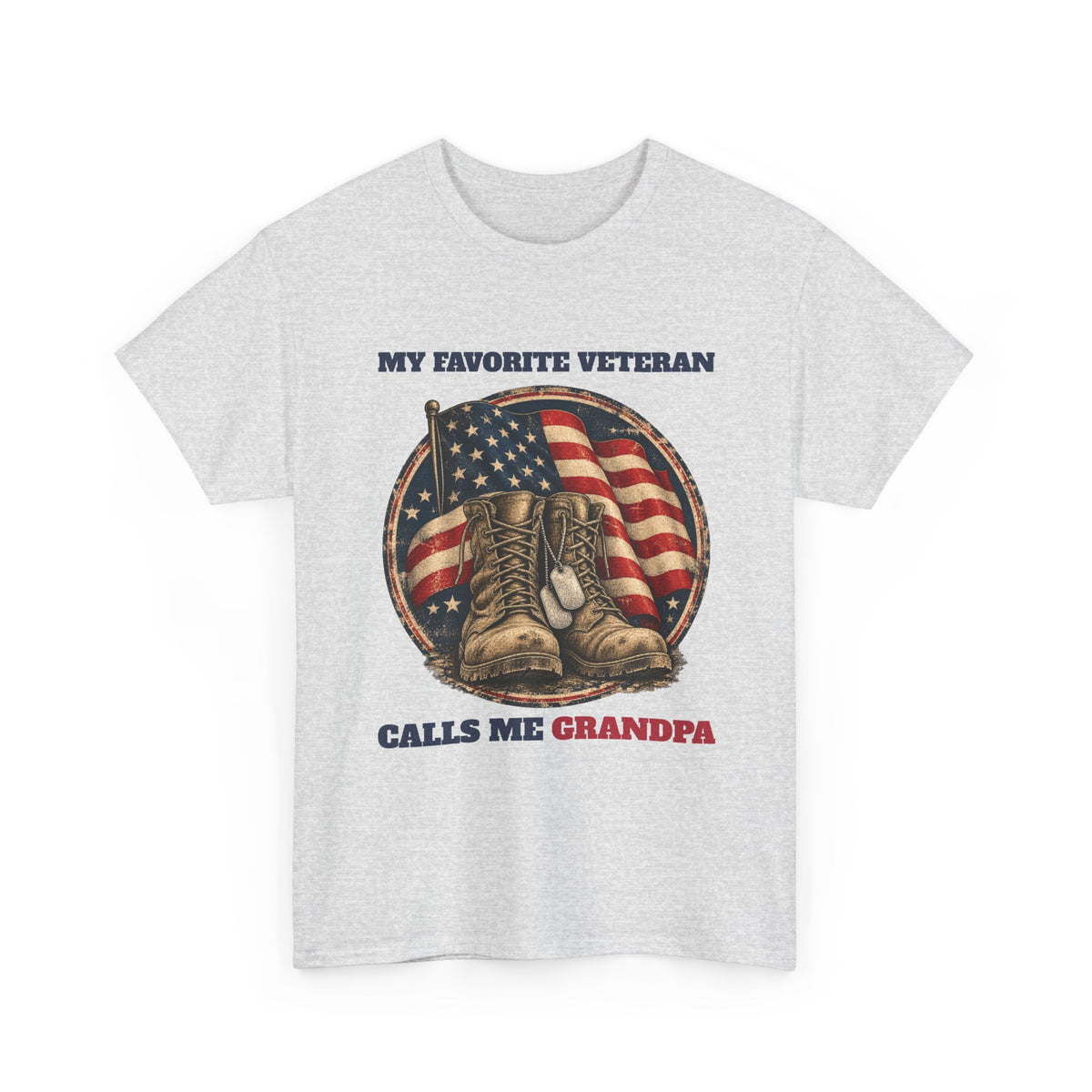 Ash My Favorite Veteran Calls Me Grandpa T-Shirt, front view