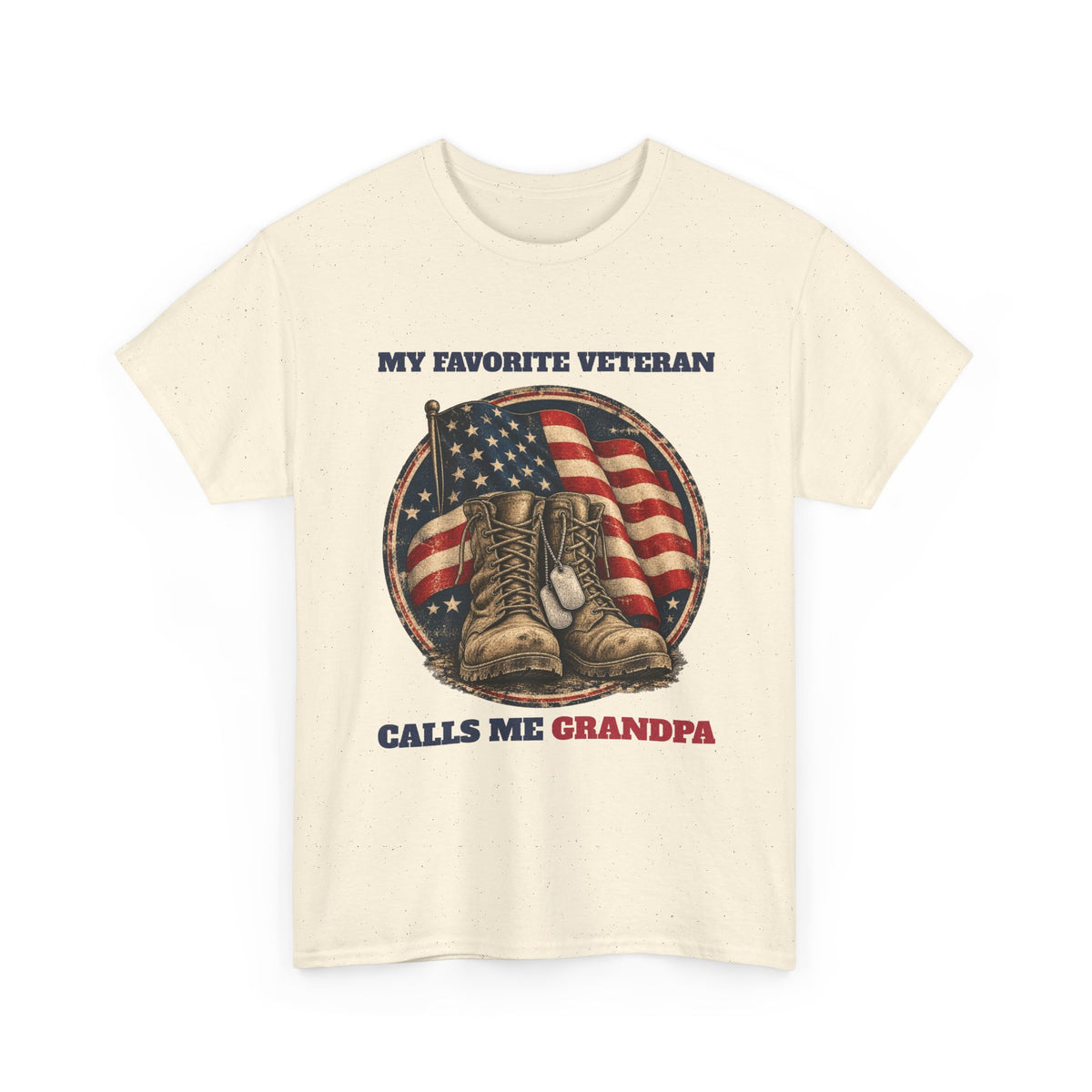 Natural My Favorite Veteran Calls Me Grandpa T-Shirt, front view