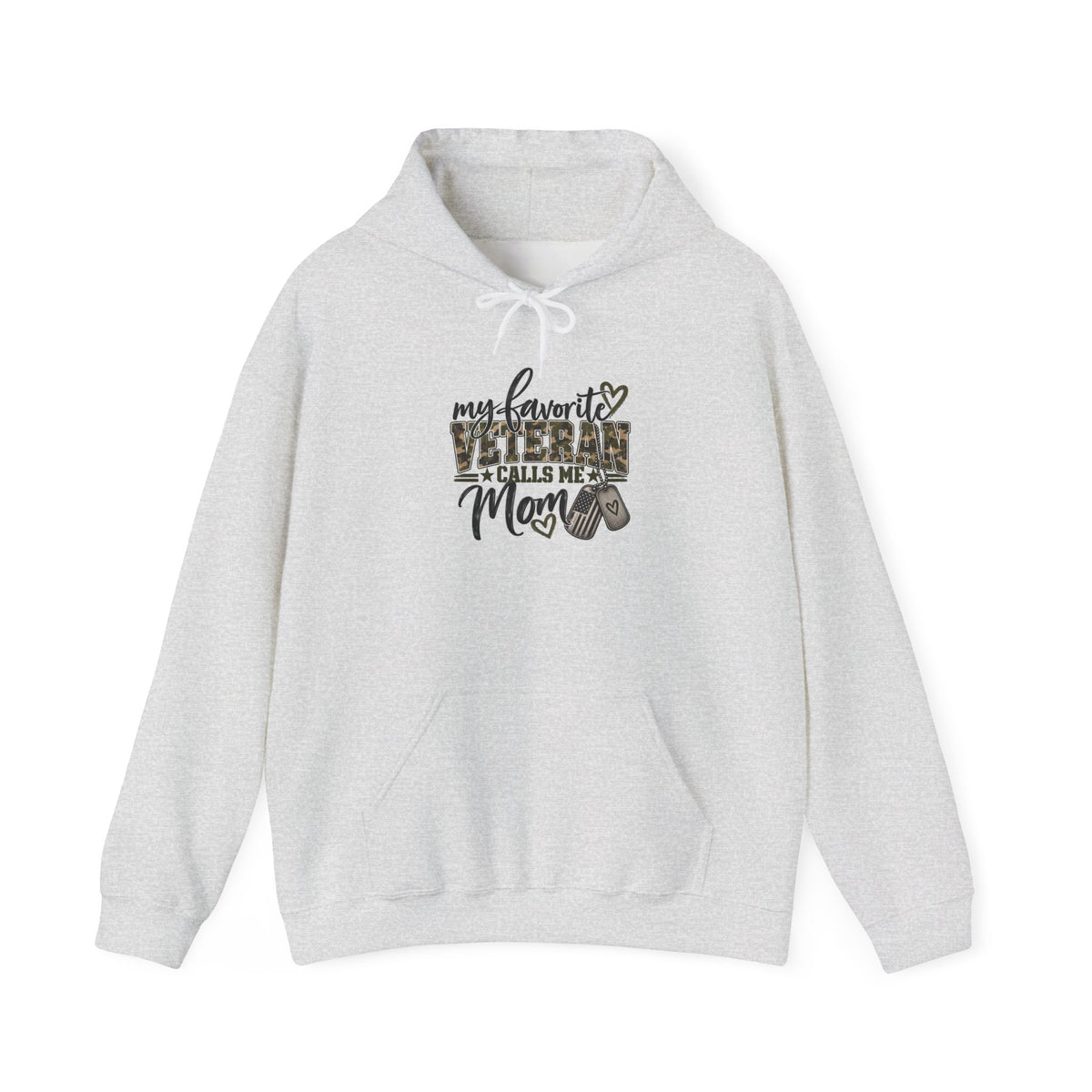 Ash My Favorite Veteran Calls Me Mom Hoodie, front view