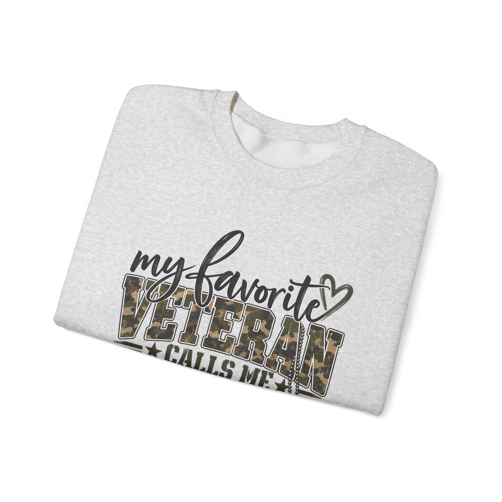 My Favorite Veteran Calls Me Mom Sweatshirt, folded