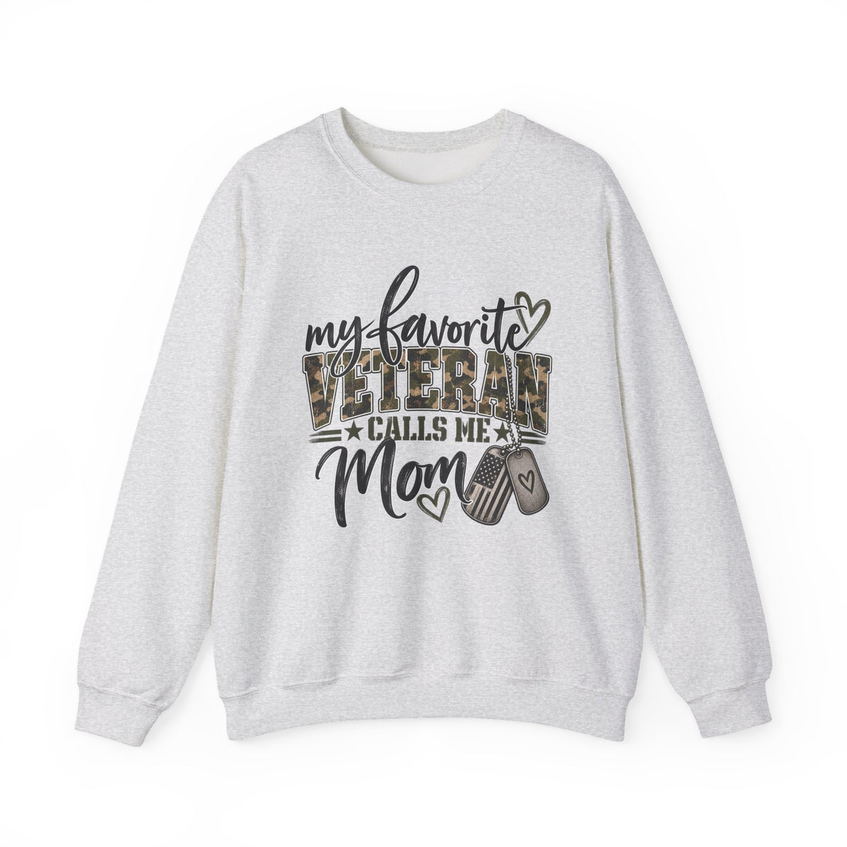 Ash My Favorite Veteran Calls Me Mom Sweatshirt, front view