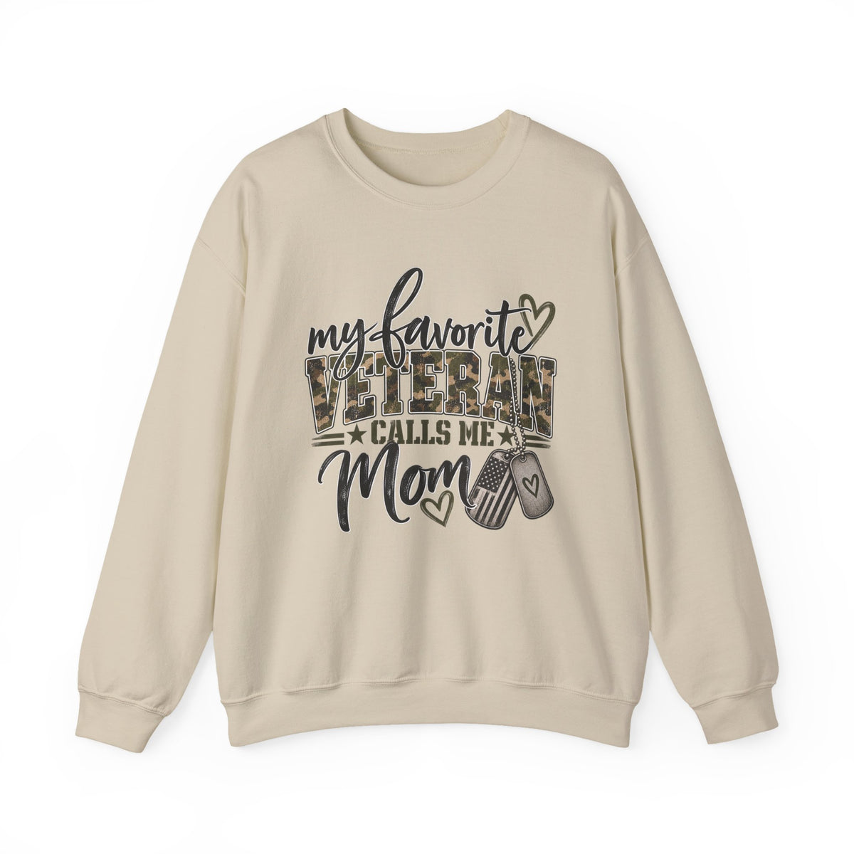 Sand My Favorite Veteran Calls Me Mom Sweatshirt, front view