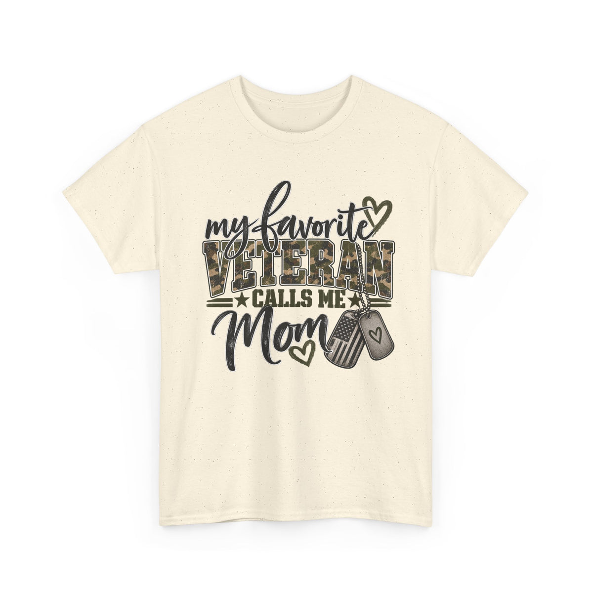Natural My Favorite Veteran Calls Me Mom T-Shirt, front view