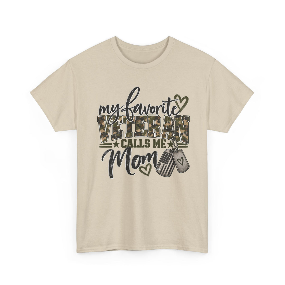 Sand My Favorite Veteran Calls Me Mom T-Shirt, front view