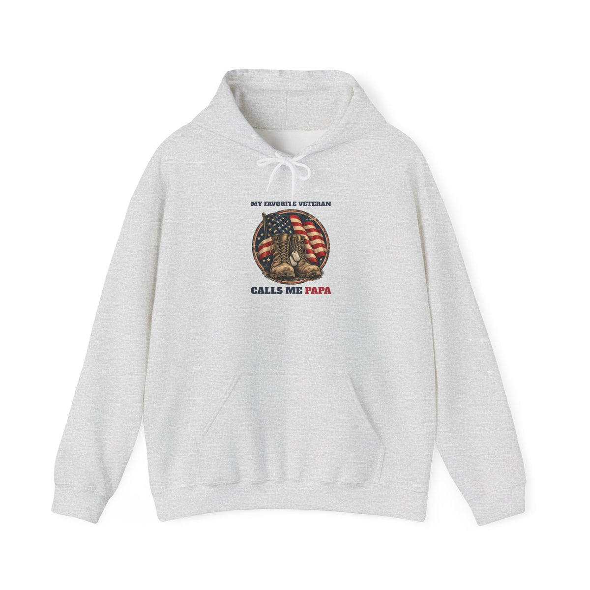 Ash My Favorite Veteran Calls Me Papa Hoodie, front view