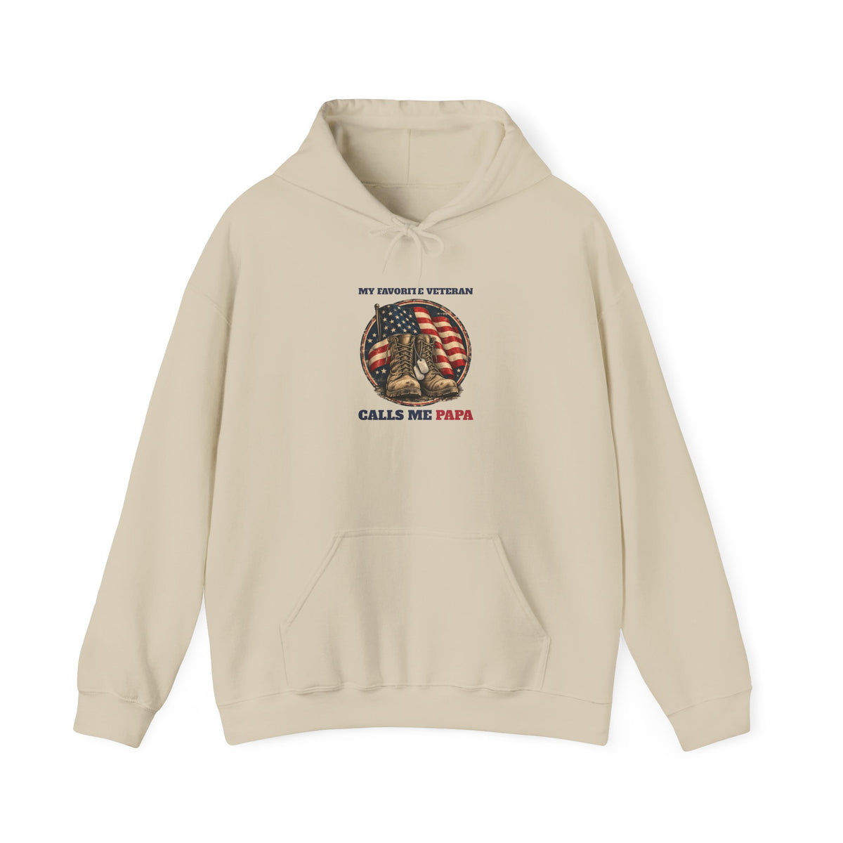 Sand My Favorite Veteran Calls Me Papa Hoodie, front view