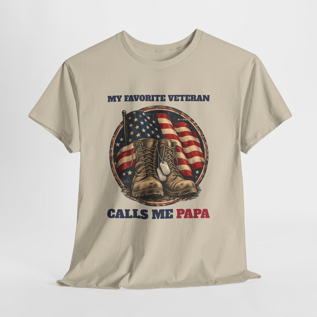 My Favorite Veteran Calls Me Papa T-Shirt, flat lay